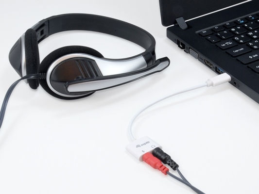 Equip USB Type C to Audio Adapter Μετατροπέας USB-C male σε 3.5mm 2x female Λευκό 1τμχ