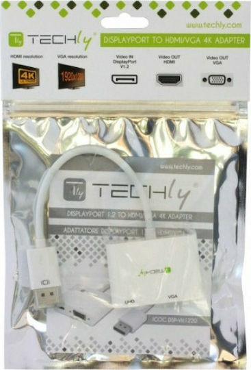 Techly Convertor DisplayPort Masculin În HDMI / VGA Feminin Alb 1 Bucată ICOC DSP-VH1220