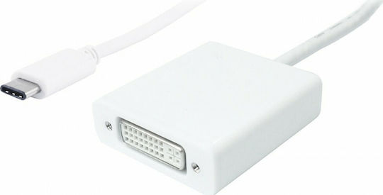 Powertech Конвертор USB-C мъжки към DVI-I женски Бял 1бр PTH-036
