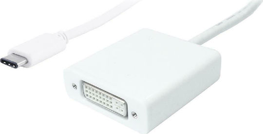 Powertech Конвертор USB-C мъжки към DVI-I женски Бял 1бр PTH-036