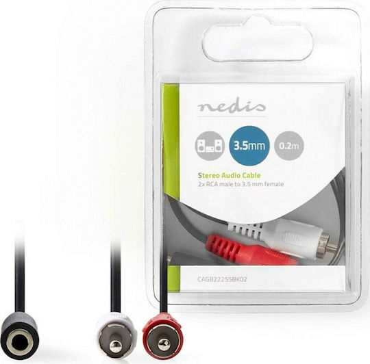 Nedis CAGB22255BK02 Converter RCA 2x Male To 3.5mm Female Black
