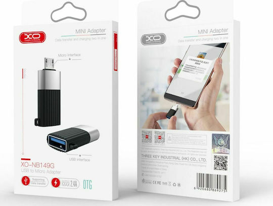 XO NB149-G Μετατροπέας micro USB male σε USB-A female 1τμχ