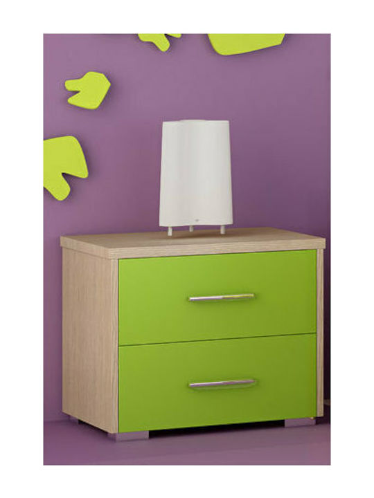 Wooden Kids Bedside Table Νο.7 Oak-Green 50x34x48cm