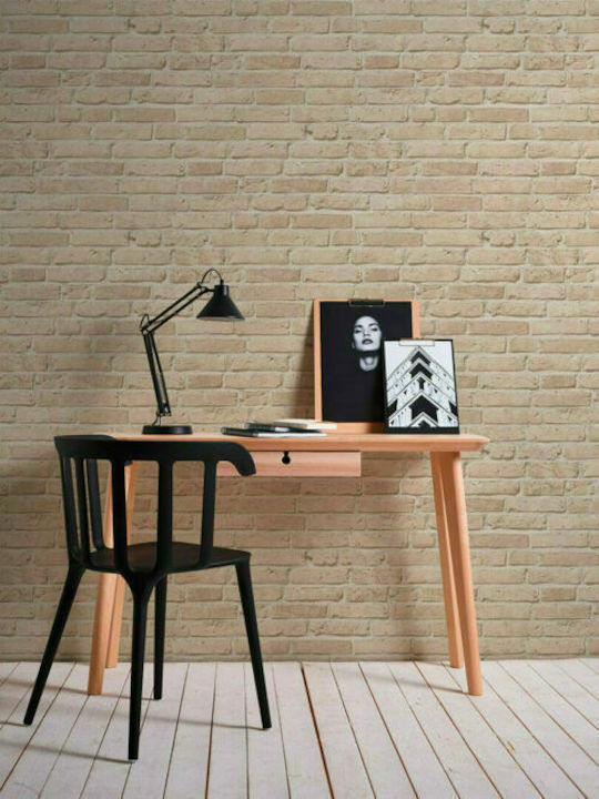 Wall Wallpaper Wood Stone Vinyl Beige 1000x53cm Washable