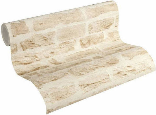Тапет за Стена Wood Stone Винил Бежов 1000x53см Миеща се