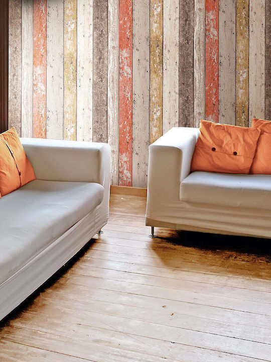 Тапет за Стена Wood Stone Винил Бежов 1000x53см Миеща се