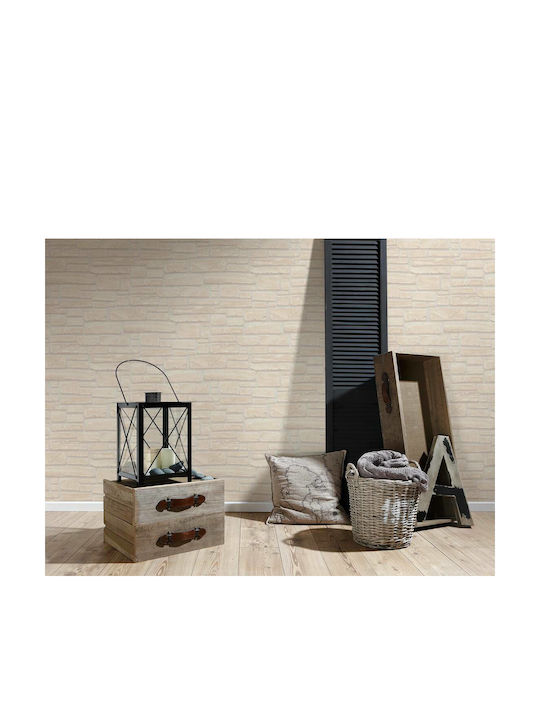 Тапет за Стена Wood Stone Винил Бежов 1000x53см Миеща се