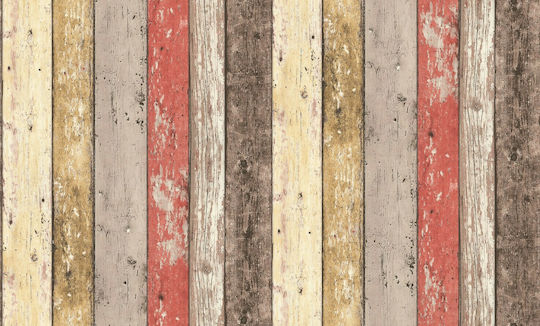 Тапет за Стена Wood Stone Винил Бежов 1000x53см Миеща се