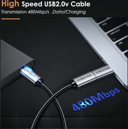 Cabletime C160 Convertor USB-C masculin în micro USB feminin Gri 1buc