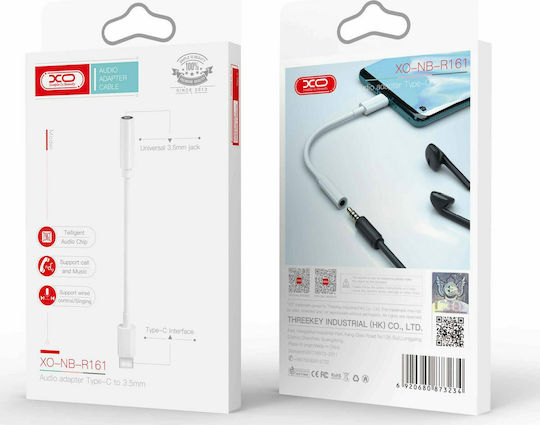 XO NBR161 Μετατροπέας USB-C male σε 3.5mm female Λευκό 1τμχ