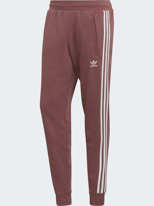 Adicolor Classics 3 Stripes Παντελόνι Φόρμας με Λάστιχο Quiet Crimson