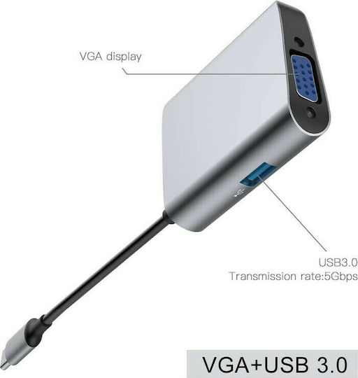 Baseus Enjoyment Series Конвертор USB-C мъжки към VGA женски Сив 1бр