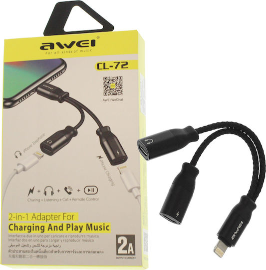 Awei CL-72 Μετατροπέας Lightning male σε Lightning 2x female 1τμχ
