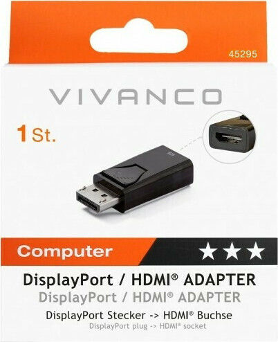 Vivanco Plug Socket Μετατροπέας DisplayPort male σε HDMI female 1τμχ