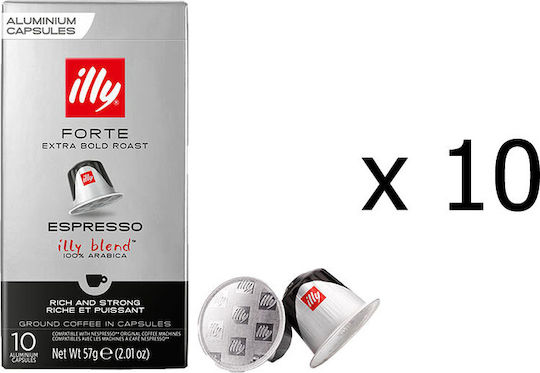 Illy Капсули Еспресо Forte Кутия Съвместими с машина Nespresso 100капси