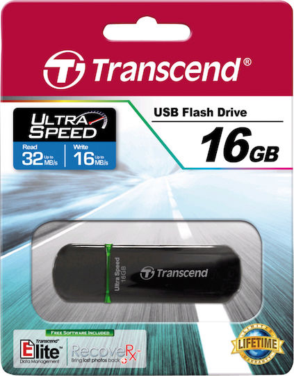Transcend JetFlash 600 16GB USB 2.0 Stick Μαύρο