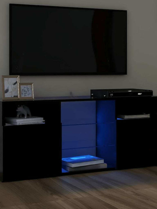 TV Stand with LED Lighting Black L120xW30xH50cm