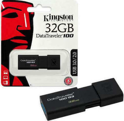 Kingston DataTraveler 100 G3 32GB USB 3.0 Stick Μαύρο