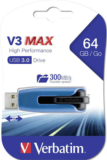Verbatim Store 'n' Go V3 Max 64GB USB 3.0 Stick Μπλε