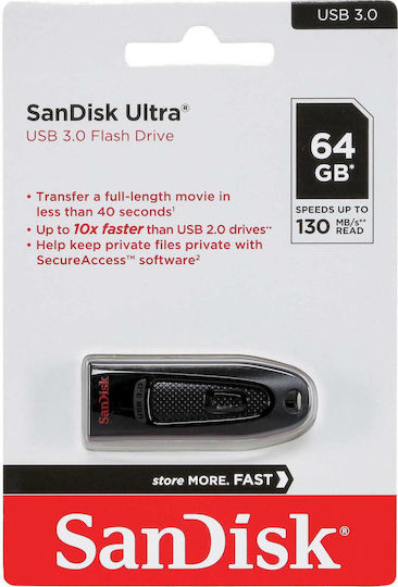 Sandisk Ultra 64GB USB 3.0 Stick Black