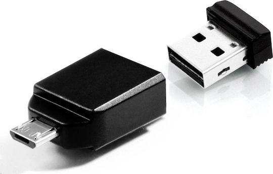 Verbatim Store 'n' Stay Nano 32GB USB 2.0 Stick cu conexiune USB-A & micro USB-B Negru