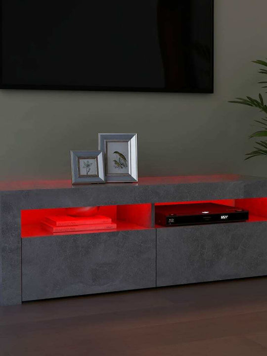 TV-Ständer mit LED-Beleuchtung Grau Beton M120xT35xH40cm