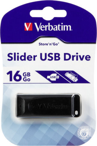 Verbatim Store 'n' Go Slider 16GB USB 2.0 Stick Μαύρο