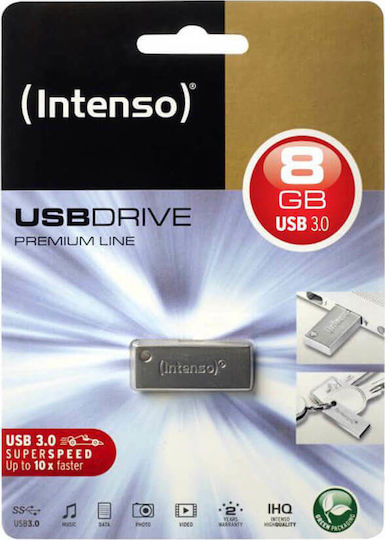 Intenso Premium Line 8GB USB 3.0 Stick Ασημί