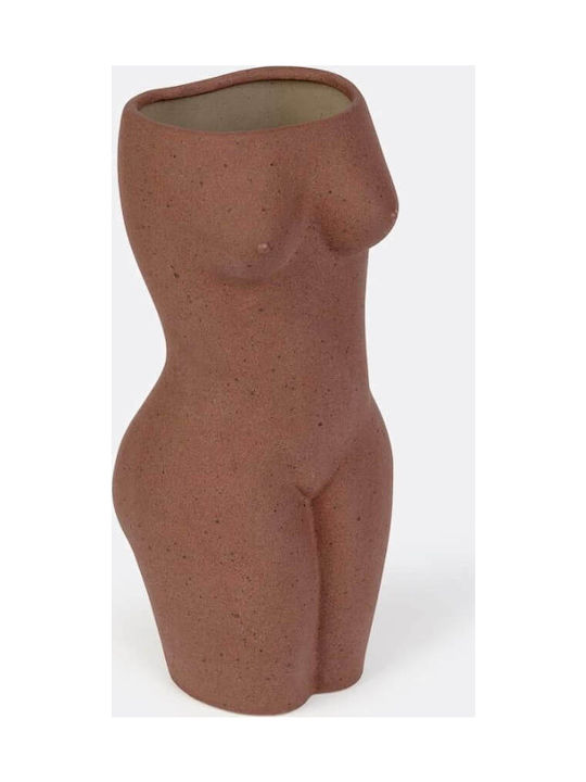 DOIY Ceramic Vase Body Καφέ 10x9.2x22.5cm