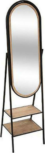 Atmosphera Oval Boden- oder Standspiegel mit Beigem Holzrahmen 160x44cm
