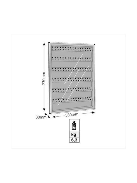 Viometal LTD Suport Chei de Perete Metalic 1596 96 Θέσεων Alb 96 poziții cu Încuietoare 55x3x73cm