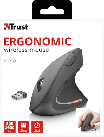 Trust Verto Ergonomic Ασύρματο Vertical Ποντίκι Μαύρο