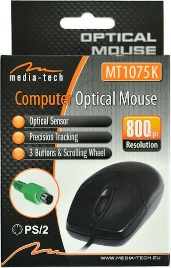 Media-Tech MT1075K-PS2 Ενσύρματο Ποντίκι Μαύρο