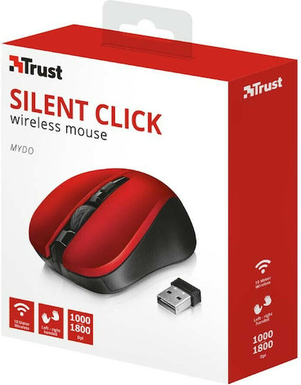 Trust Mydo Silent Click Ασύρματο Ποντίκι Κόκκινο