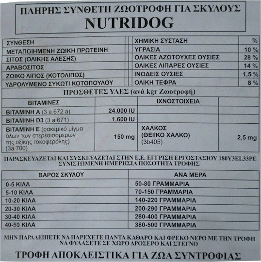 Viozois Nutridog Premium 20kg Ξηρά Τροφή για Ενήλικους Σκύλους με Κοτόπουλο