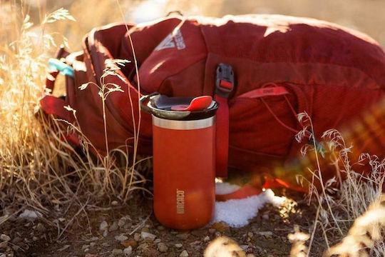 Wacaco Octaroma Lungo Travel Mug Ποτήρι Θερμός Ανοξείδωτο BPA Free 300ml Κόκκινο με Επιστόμιο
