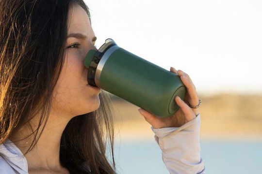 Wacaco Octaroma Lungo Travel Mug Glass Thermos Stainless Steel BPA Free 300ml Green with Mouthpiece