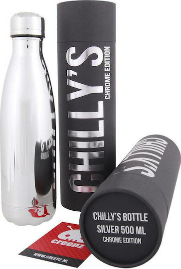 Chilly's Chrome Bottle Thermos Stainless Steel BPA Free 500ml Silver