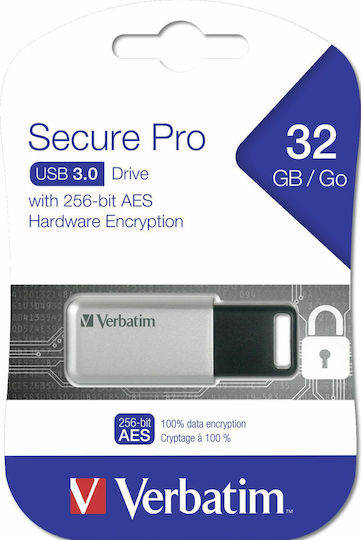 Verbatim Secure Pro 32GB USB 3.0 Stick Ασημί