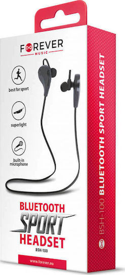 Forever BSH-100 In ear Bluetooth хендсфри Слушалки с Устойчивост на Пот Черен