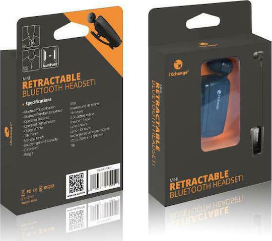 iXchange UA-25 In-ear Bluetooth Handsfree Ακουστικό Πέτου Μαύρο
