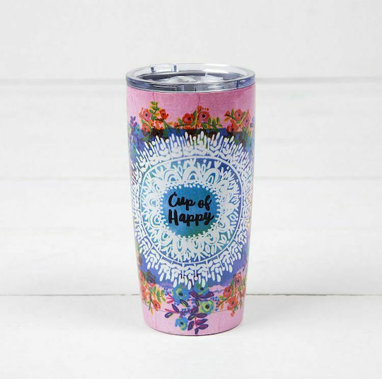 Natural Life Cup Of Happy Ποτήρι Θερμός Ανοξείδωτο BPA Free 500ml Μπεζ με Επιστόμιο