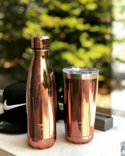 Chilly's Original Series Coffee Cup Glass Thermos Stainless Steel BPA Free 500ml Rose Gold
