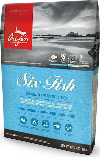 Orijen Six Fish Суха Храна без Зърнени и Глутен за Възрастни Котки с Риба 1.8кг