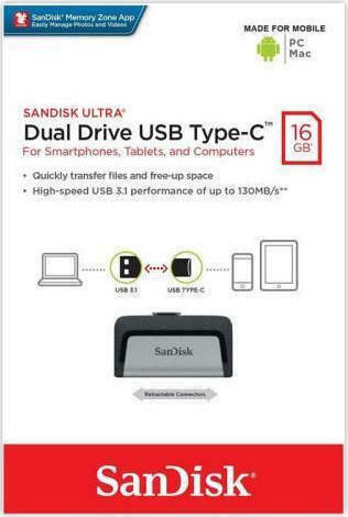 Sandisk Ultra Dual Drive 16GB USB 3.1 Stick with Connection USB-A & USB-C White