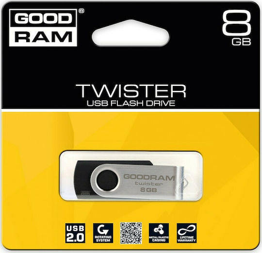 GoodRAM UTS2 8GB USB 2.0 Stick Μαύρο