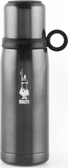 Bialetti Thermal Bottle Μπουκάλι Θερμός Ανοξείδωτο BPA Free 460ml Γκρι με Καπάκι-Κύπελλο