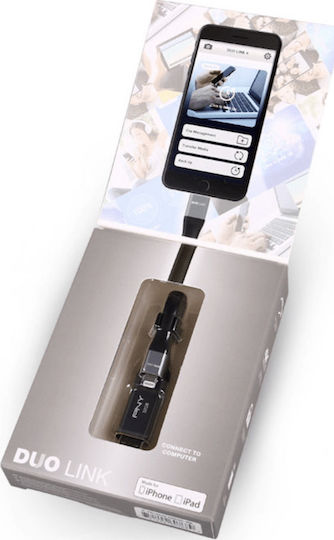 PNY Duo-Link 3.0 Cable Design 32GB USB 3.0 Stick mit Verbindung Blitzschlag & USB-A Gray