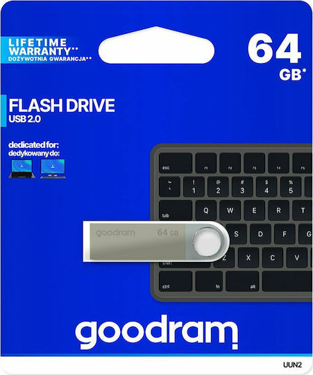 GoodRAM UUN2 64GB USB 2.0 Стик Сребрист