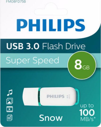 Philips Snow 8GB USB 3.1 Stick Πράσινο